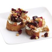 Fresh Cherry Relish and Goat Cheese Crostini