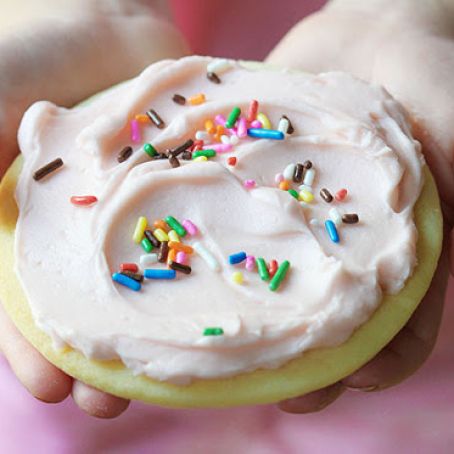 Sugar Cookies with Pink Cherry Buttercream
