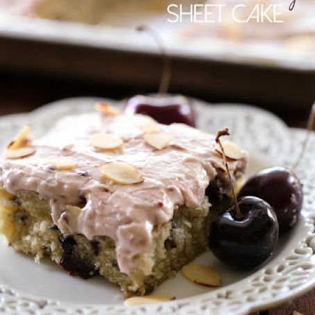 Almond Cherry Sheet Cake