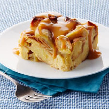 Slow-Cooker Apple Bread Pudding with Warm Butterscotch Sauce