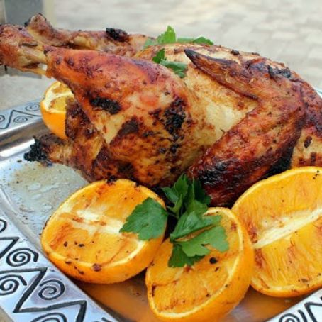 Orange Grilled Beer Can Chicken