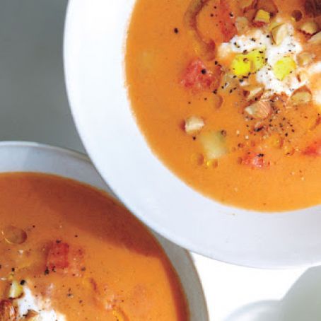 Watermelon Gazpacho  with Feta Crema