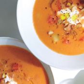 Watermelon Gazpacho  with Feta Crema