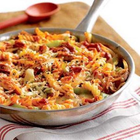 Skillet Four Cheese Baked Pasta