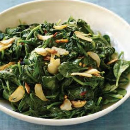 Sautéed Spinach with Crispy Garlic