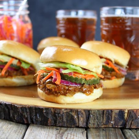 Asian Sloppy Joes with Pickled Carrots and Onions