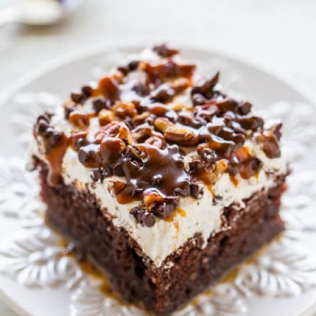 Turtle Chocolate Poke Cake
