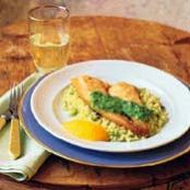 SAUTEED FLOUNDER w/HERBED COUS COUS