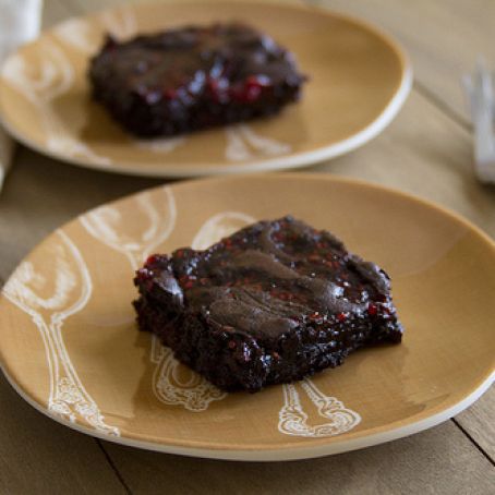 Dark Chocolate Chunk Raspberry Swirl Brownies