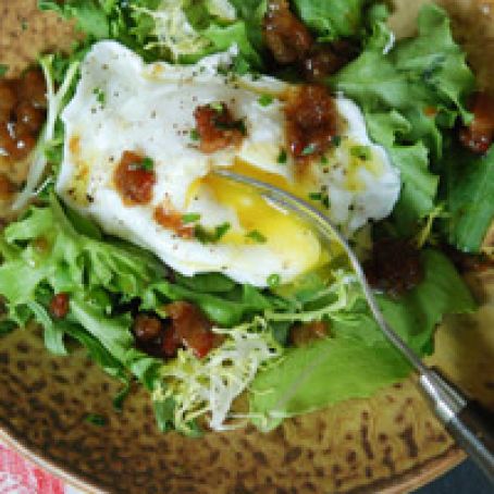 One-Eyed Salad with Winter Greens and Brown Sugar-Bacon Vinaigrette