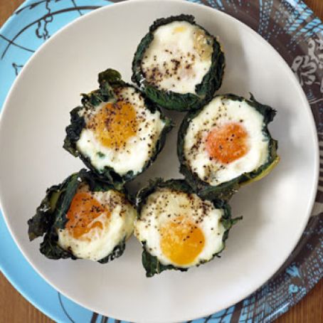 Baked Eggs and Kale Chips