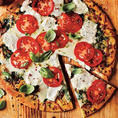 White Pizza with Tomato and Basil