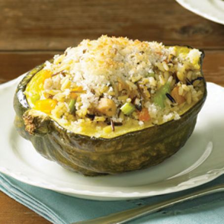 Chicken and Wild Rice Stuffed Acorn Squash