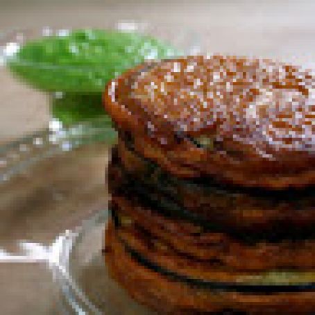 Golden Eggplant with Green Pea Sauce