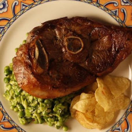 Lamb Chops with Mashed Peas and Mascarpone
