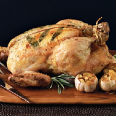 Butter-Rubbed Roast Chicken With Roasted Garlic