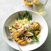 Grilled Chicken & Peaches with Green Beans & Orzo