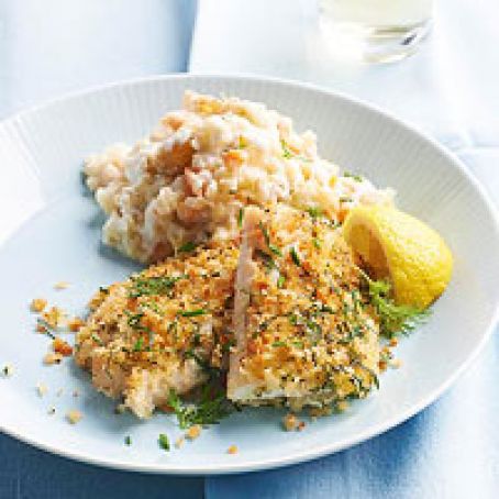 Herb-Crusted Cod with Cauliflower Mash