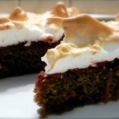 SOUR CHERRY POPPY SEED CAKE WITH MERINGUE TOPPING
