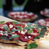 Grilled Pizza with Pesto, Tomatoes & Feta