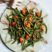 Blistered Green Beans with Tomato-Almond Pesto
