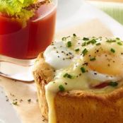 Breakfast (Eggs Benedict Bicuit Cups with Bloody Mary Shooters)