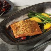 Pistachio-Crusted Salmon and Cherries