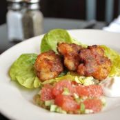 Rock Shrimp Scallion Fritters with Grapefruit Relish