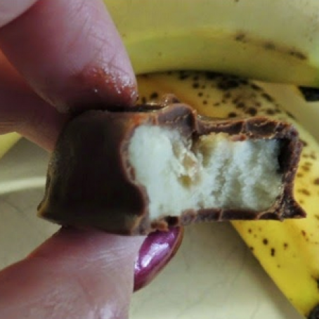Chocolate Covered Frozen Banana Bites