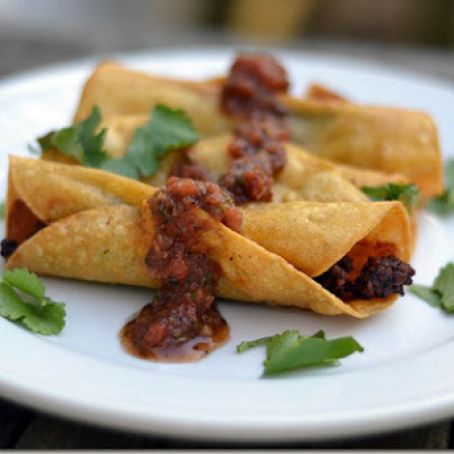 Beef and Baby Spinach Taquitos