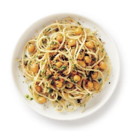crispy chickpea and caper spaghetti