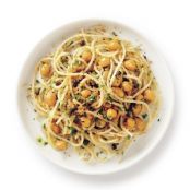 crispy chickpea and caper spaghetti