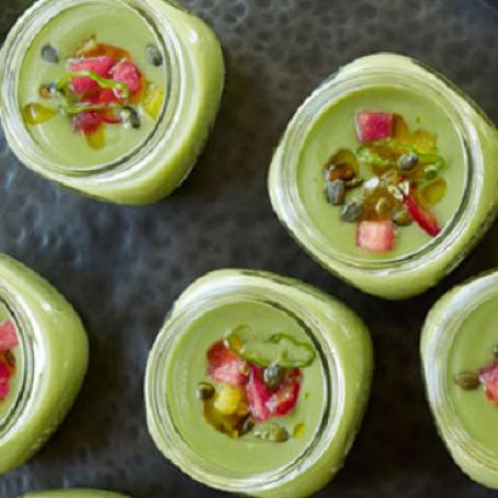 Cucumber Soup with Watermelon and Mint