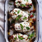 Roasted Garlic Eggplant Lasagna Boats w/Spicy Italian Chicken Sausage