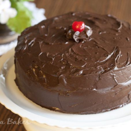 OLD FASHIONED CHOCOLATE CAKE WITH MARASCHINO CHERRY FILLING