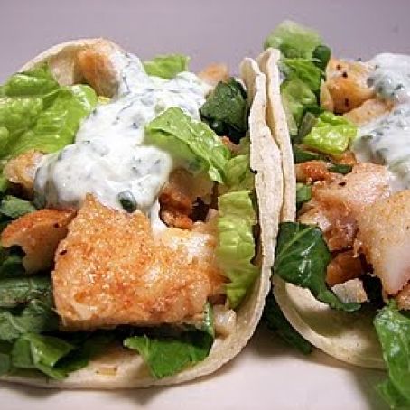 Fish Tacos with Lime Cilantro Crema