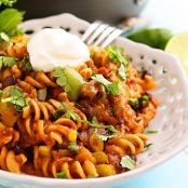 Cheesy Tex-Mex Chicken Pasta Skillet