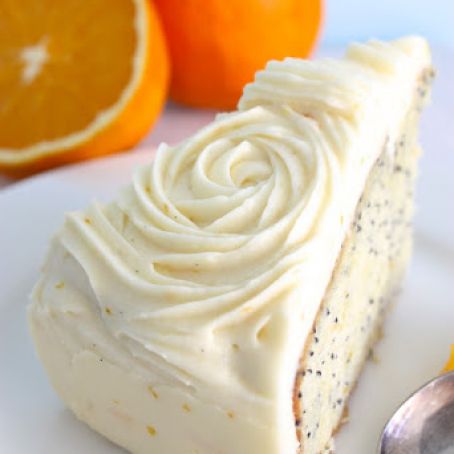 orange & poppyseed cake with orange vanilla cream cheese frosting