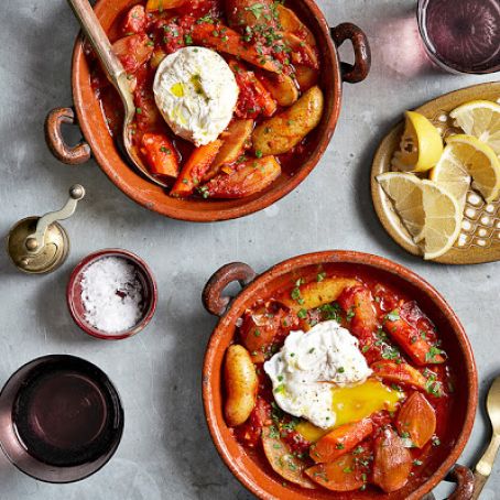 Vegetable Tagine With Poached Eggs & Herbs