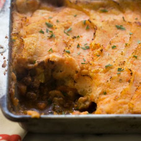 Carrot Goat Cheese Mash Shepherd's Pie