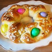 Easter Bread with Coloured Eggs