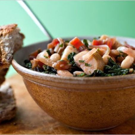 SHELL BEANS & POTATO RAGOUT w/CHARD