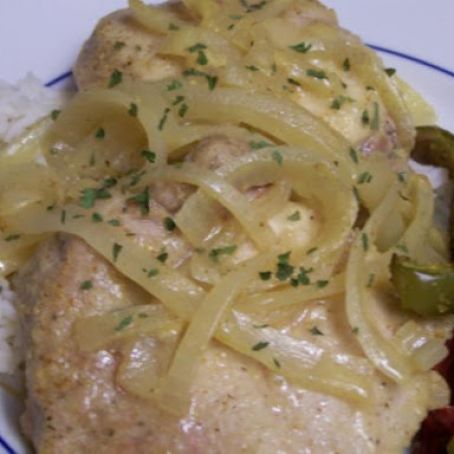 Pan Fried Pork with maple and mustard sauce