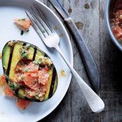 Grilled Avocado with Grapefruit Chermoula