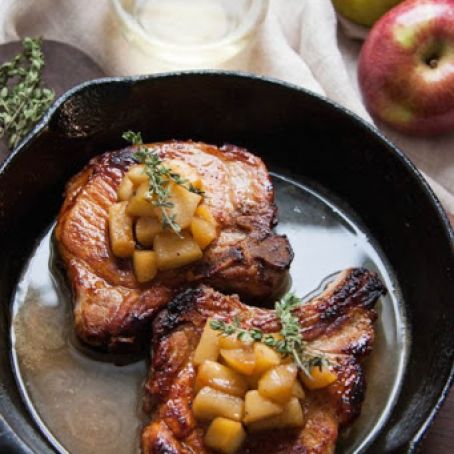 Cider Brined Pork Chops with Sauteed Apples