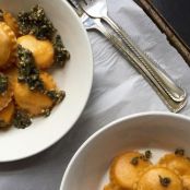 Portobello Pumpkin Ravioli With Sage and Walnut Pesto