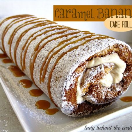 caramal banana cake roll