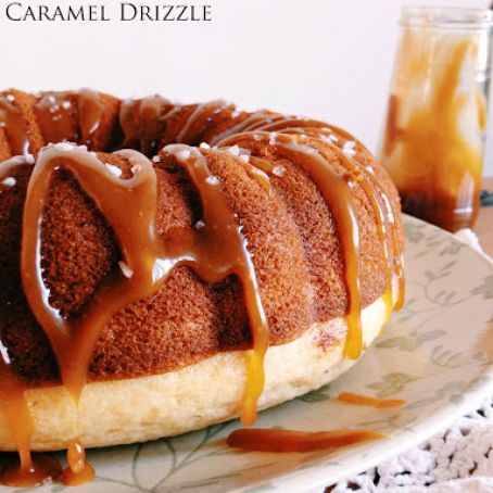 Classic Vanilla Bundt Cake with a Salted Caramel Drizzle