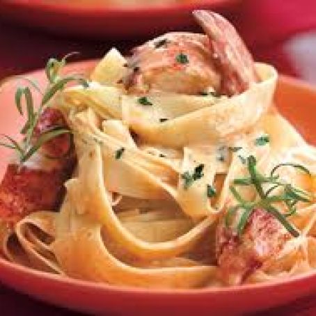 Sauteed Lobster with Linguine, Shitake Mushrooms and Marsala Butter