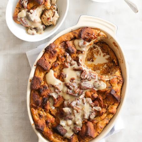 Pumpkin Bread Pudding with Whiskey Cream Sauce